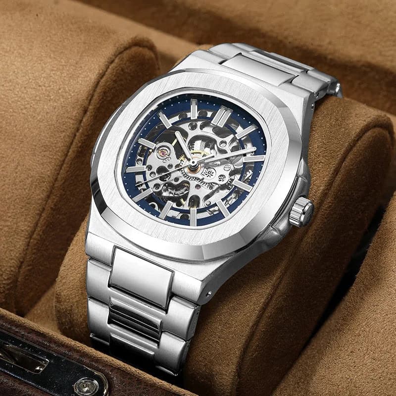 Luxury Men's Automatic Skeleton Watch Luminous Feature Business Hollow Mechanical Men Watch — image 2