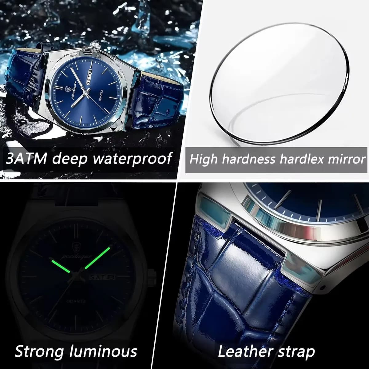 POEDAGAR 930 Men's Luxury Leather Watch — image 3