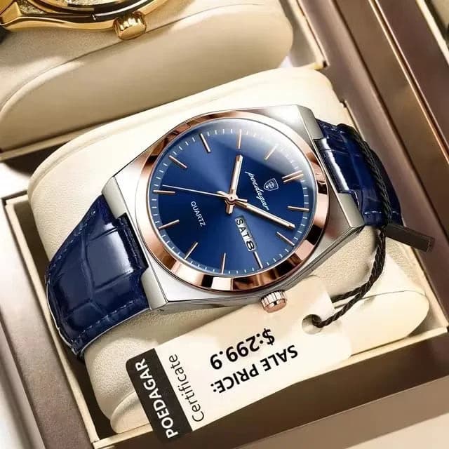 POEDAGAR 930 Men's Luxury Leather Watch — image 10