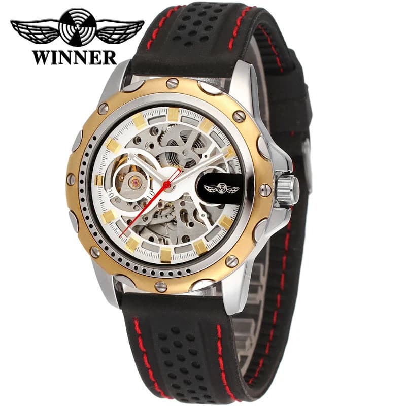 Winner Black Silicone Automatic Skeleton Watch — image 8