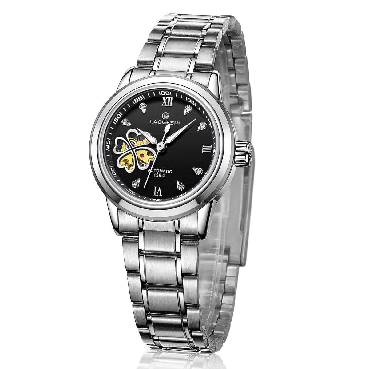 Custom Heart Clover Silver Waterproof Ladies Watch — image 10