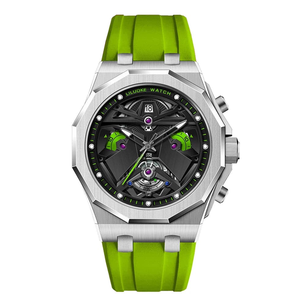 LILUOKE Man Wristwatch Quartz Watch Stainless Steel Case Silicone Strap Waterproof Fashion Watches for Men Sport Watch — image 10