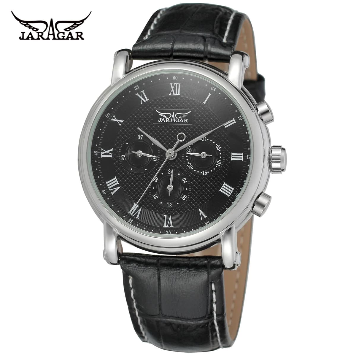 JARAGAR Men's Automatic Leather Watch — image 8