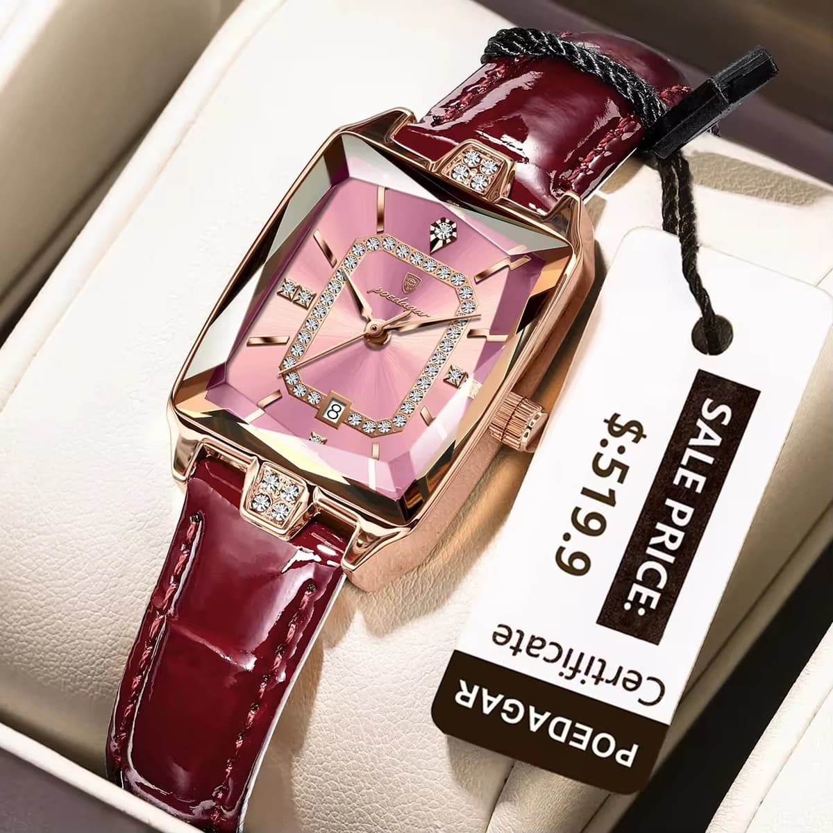 Poedagar 785 Luxury Diamond Leather Women's Watch — image 8