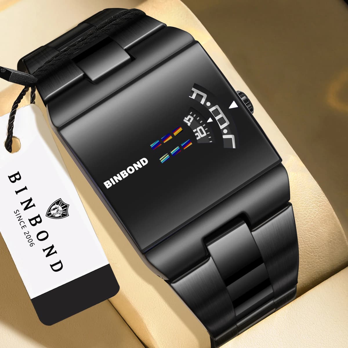 BINBOND 2026 New Model Watch Rectangle Case Unique Fashion Quartz Stainless Steel Band Wristwatch Watches for Men