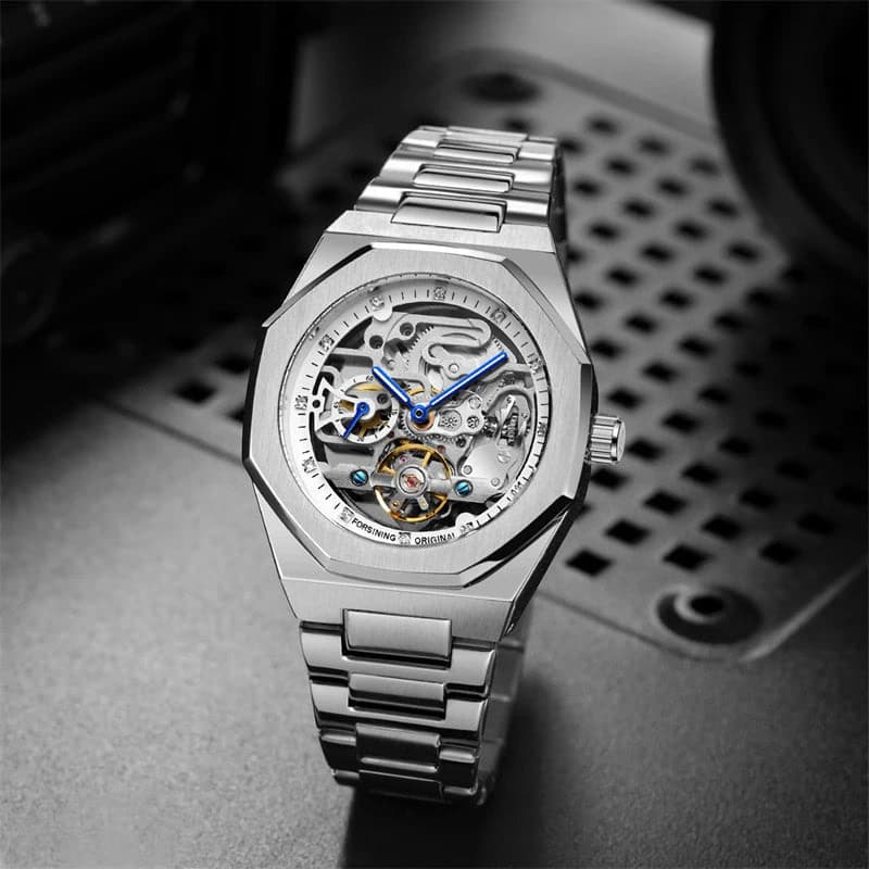 Luxury Silver 3D Hollow Automatic Watch for Men — image 3