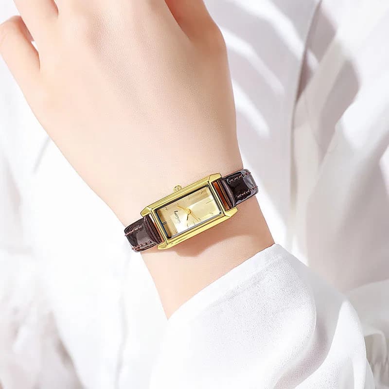 Gold Rectangular Eco-Friendly Women's Watch with Quartz — image 2