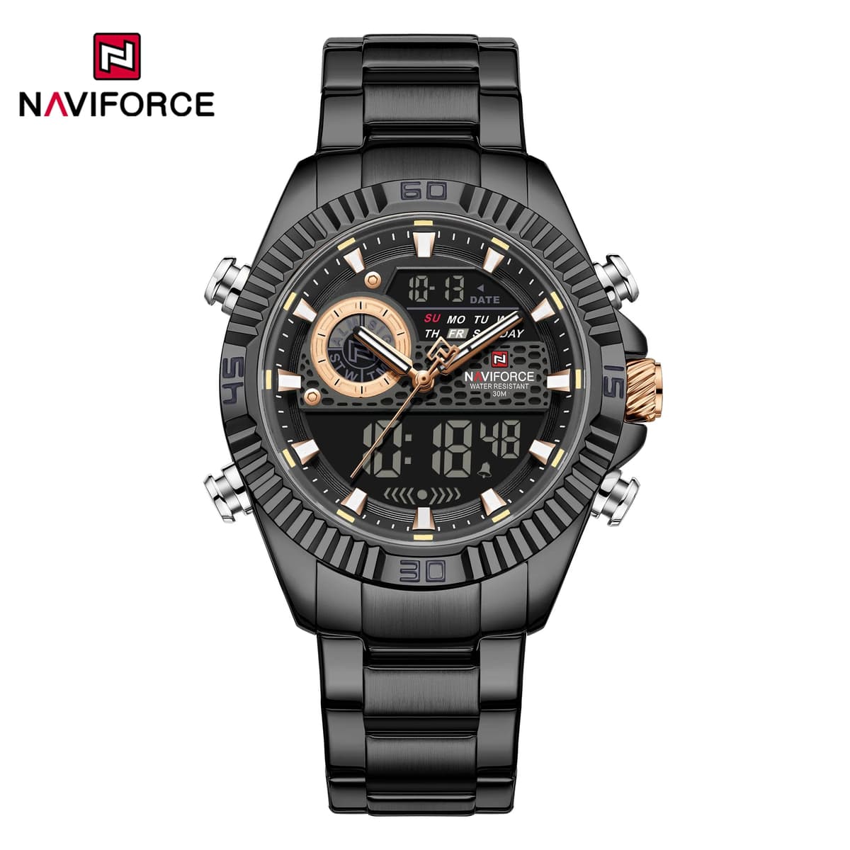 NAVIFORCE Men's Dual Display Stainless Steel Watch — image 5