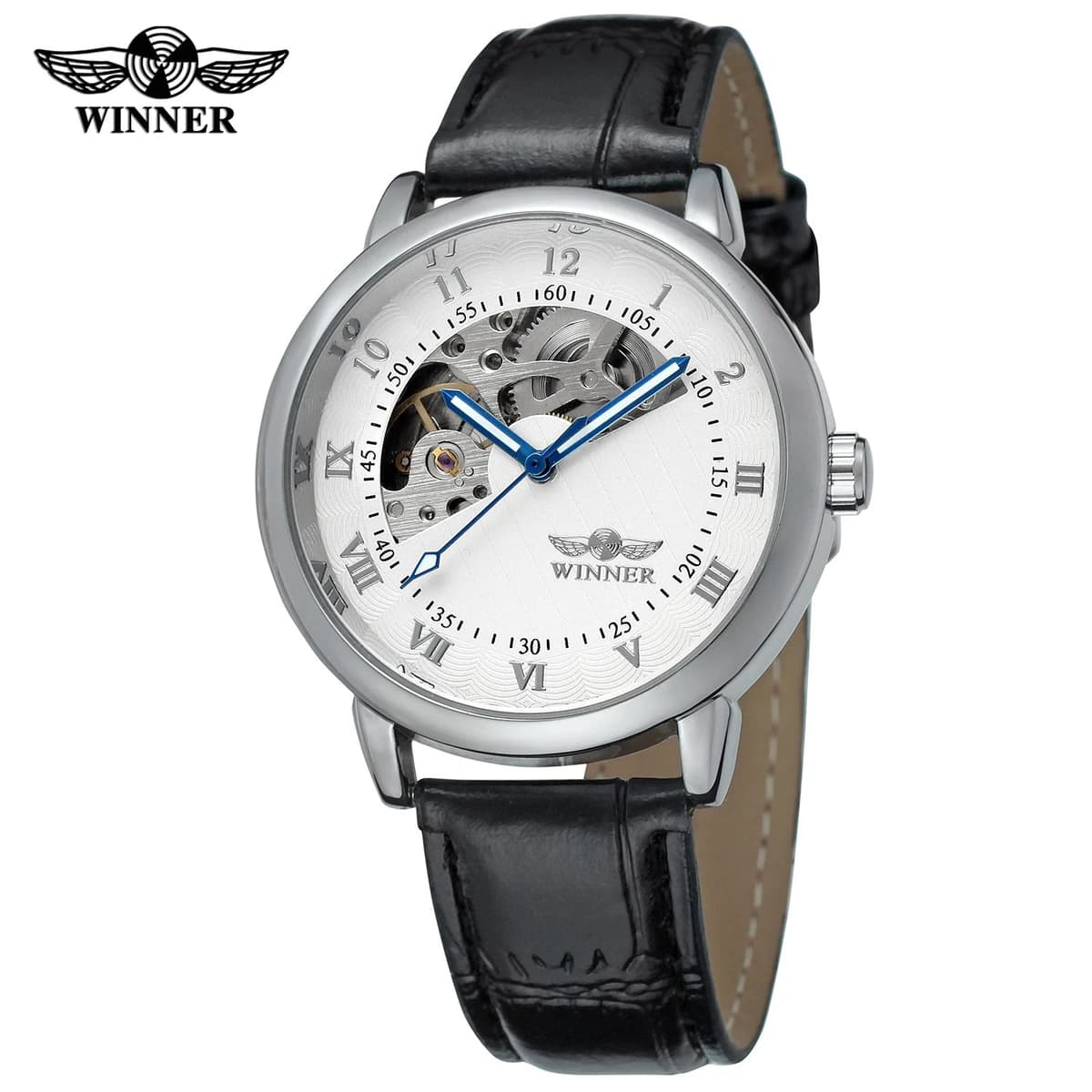 Luxury Gold Skeleton Leather Automatic Watch — image 12