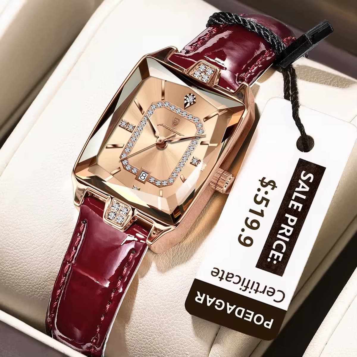 Poedagar 785 Luxury Diamond Leather Women's Watch — image 10