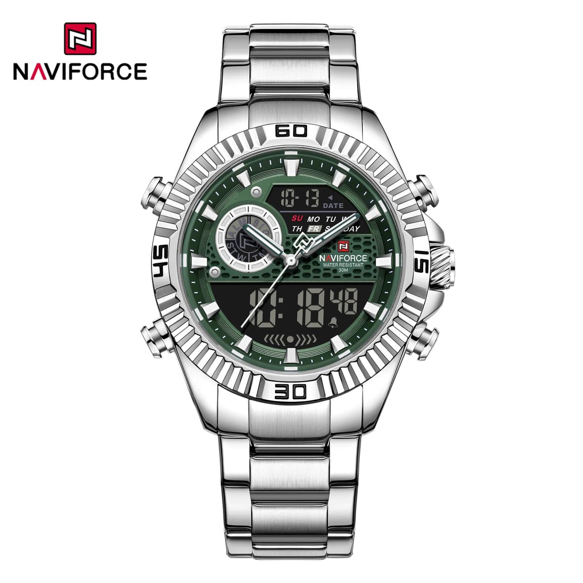 NAVIFORCE Men's Dual Display Stainless Steel Watch — image 2